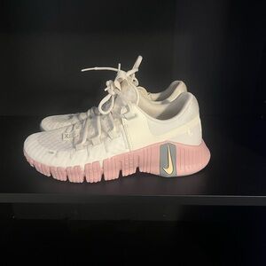 Nike Women's Cream and Pink Sneakers